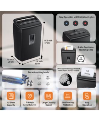 10-Sheet Cross Cut Paper Shredder, 5.5 Gal Home Office Heavy Duty Shredder for Credit Card, Staple, Clip with Transparent Window