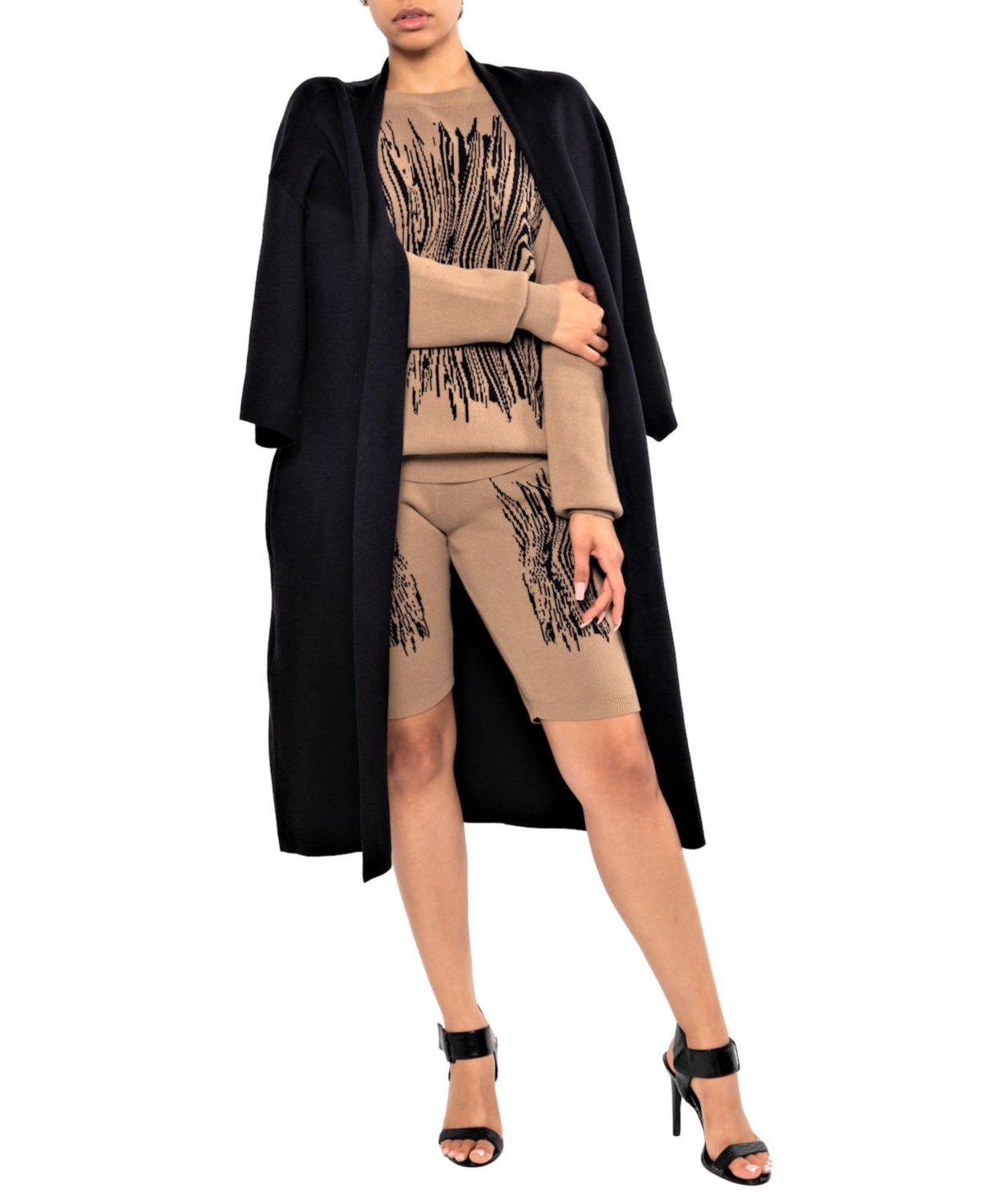 Dai Moda Women's Open Front Sweater Kimono Sleeve Duster