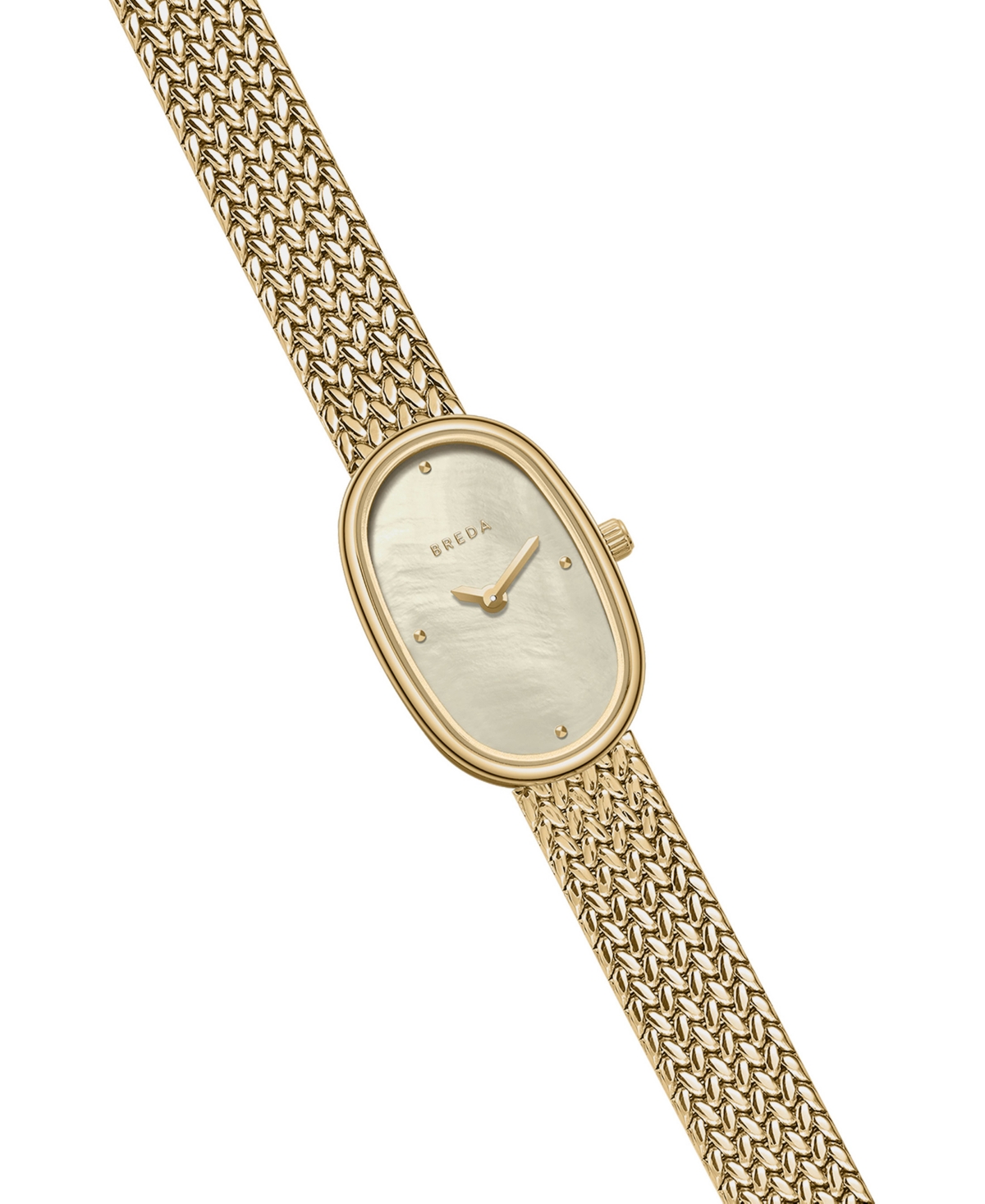 Breda Women's 'Jane Tethered' Gold Stainless Steel Mesh Watch, 18mm