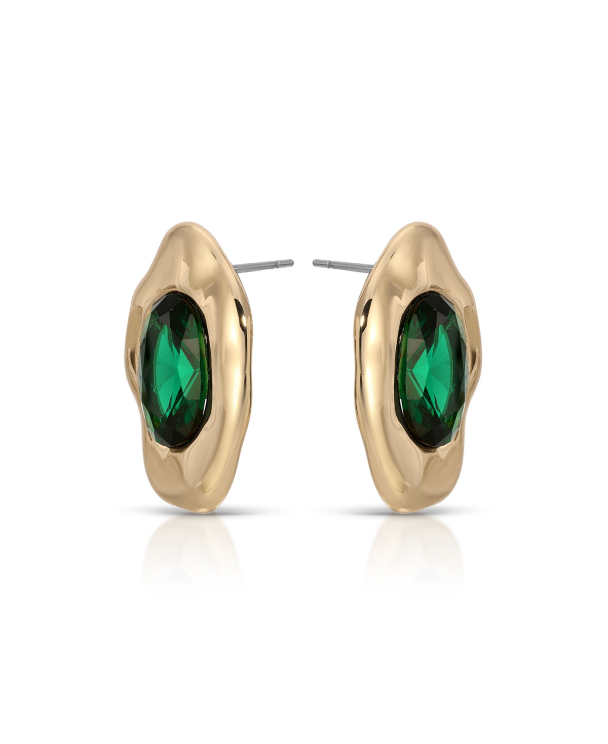 Ettika Molten Glow Crystal Stud Earrings In Green