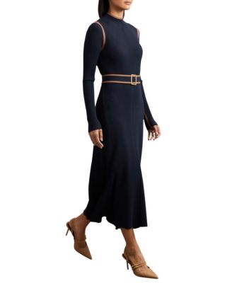 Women's Color-Block Rib-Knit Midi Dress