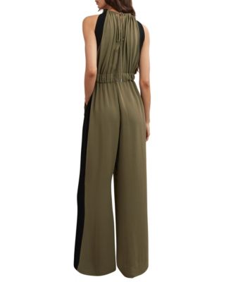 Color Block Gathered Wide-Leg Jumpsuit