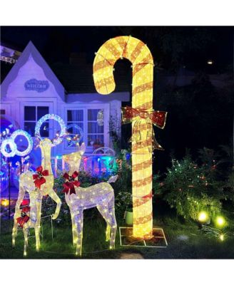 8FT Pre-Lit 660LED Christmas Candy Cane Giant 3D Lighted Outdoor Yard Decorations, Holiday Display Large Lighting