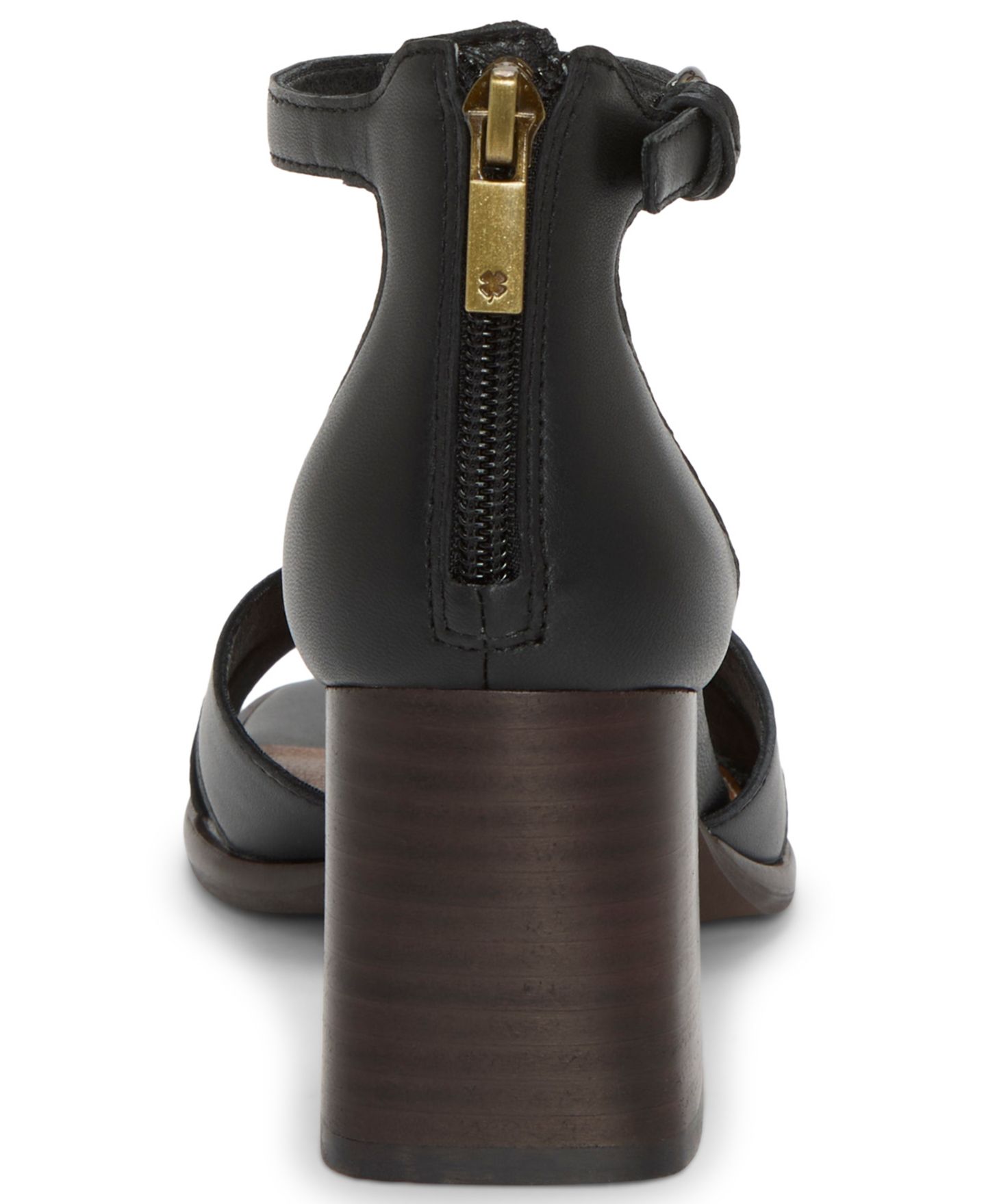 Женские сандалии Lucky Brand Herrika Stacked Heel Crisscross Dress Sandals, цвет: Чёрный гладкий кожаный — фото 3