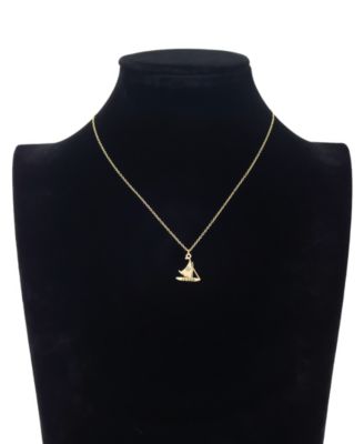 Gold Plated Moana Canoe Pendant Necklace and Earring Set