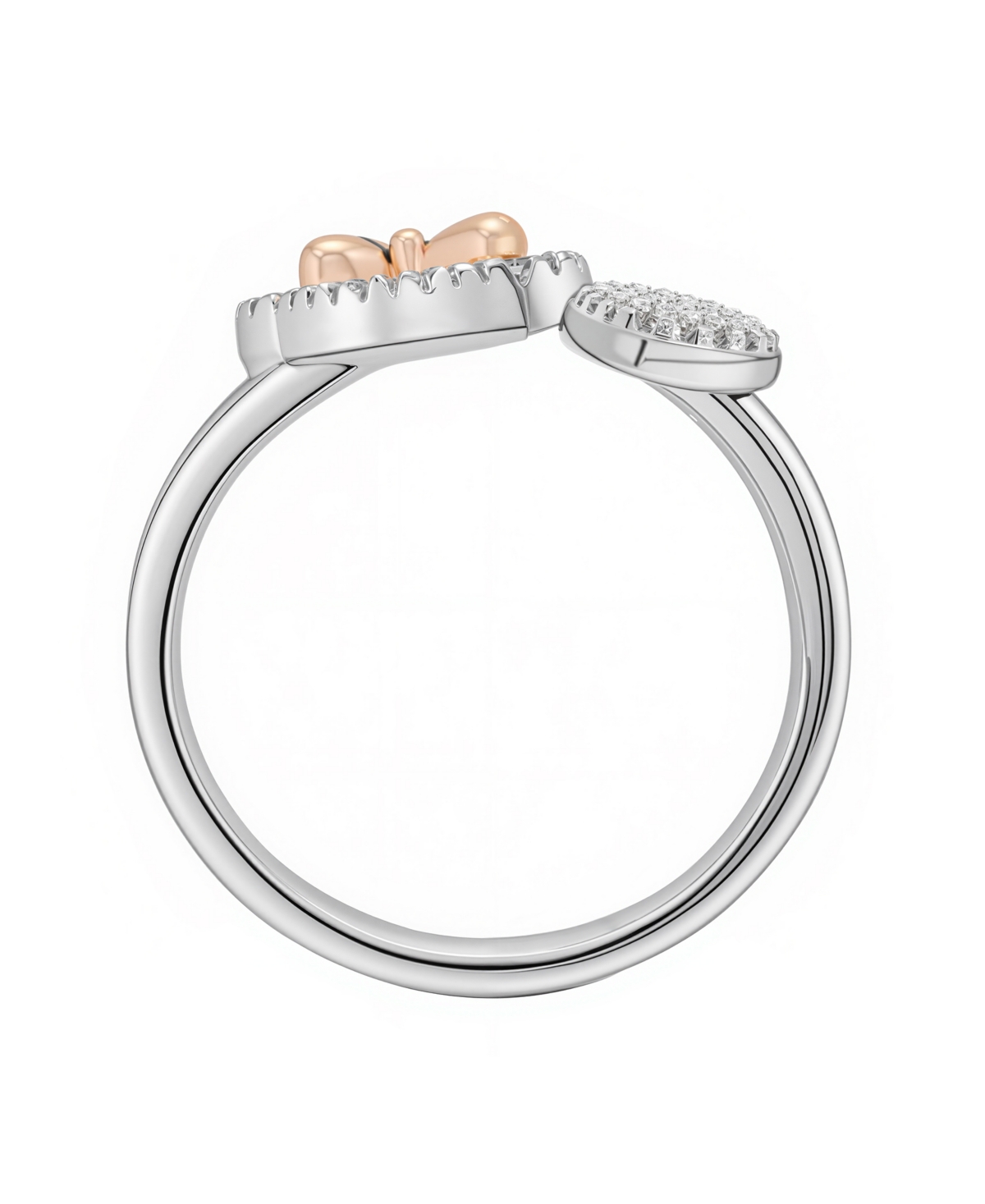 Disney Minnie Mouse Cubic Zirconia Heart And Mother Of Pearl Ring In Multi