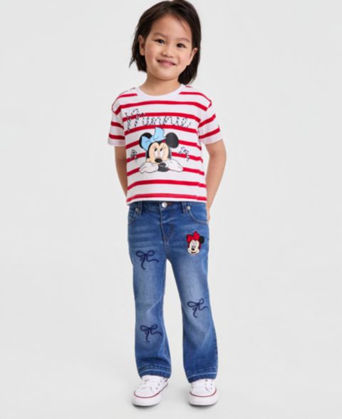 Детский комплект Disney Minnie Mouse: футболка и расклёшенные джинсы, 2T-6X, цвет: Белый / Красный