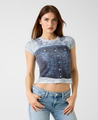 Women's Short-Sleeve Denim Bustier R5 Sub Top