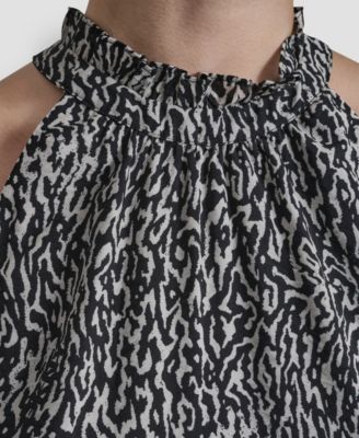 Women's Sleeveless Printed Voile Halter Top