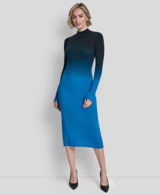 Women's Long-Sleeve Crewneck Dip Dye Sweater Dress