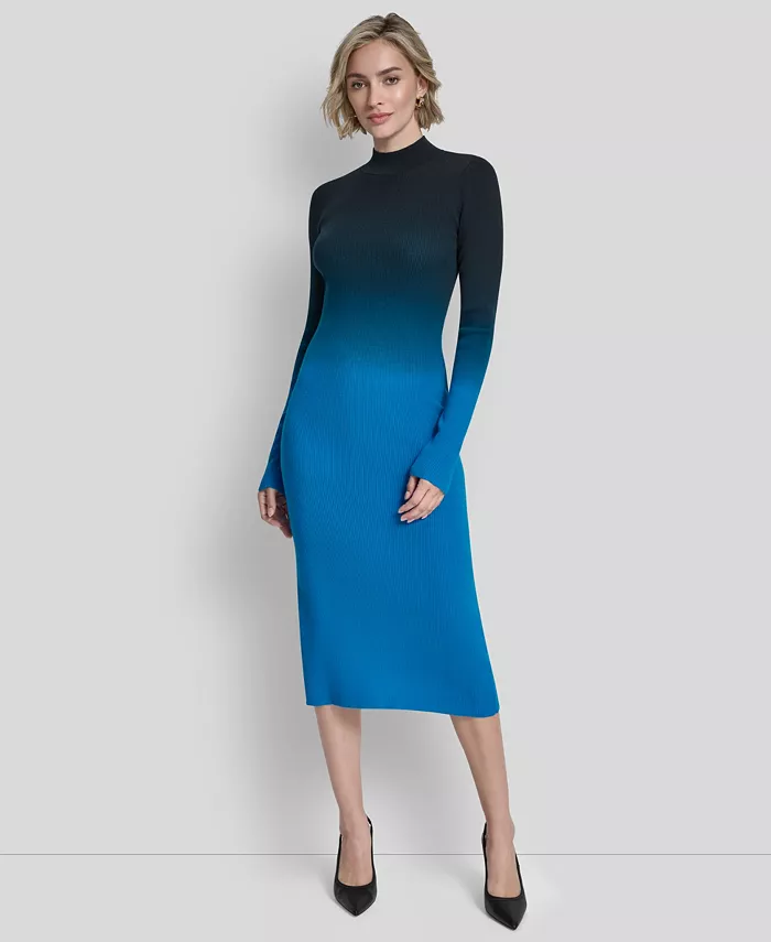 Women's Long-Sleeve Crewneck Dip Dye Sweater Dress - thumbnail 5