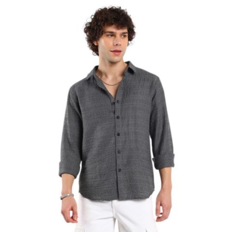 Мужская рубашка Cahoot Campus Sutra Solid Textured Knit, цвет: Серый