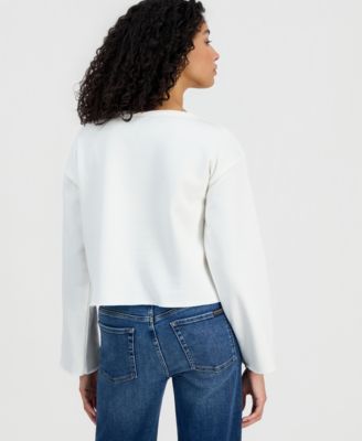 Juniors' Boat-Neck Fleece Sweatshirt