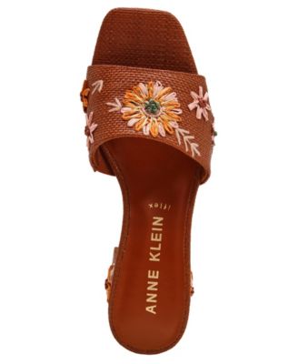 Women's Dolls Embroidered Raffia Block Heel Sandals