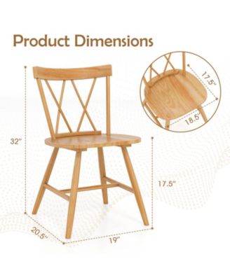 Costway Dining Chairs Farmhouse Kitchen Chair with Rubber Wood Frame