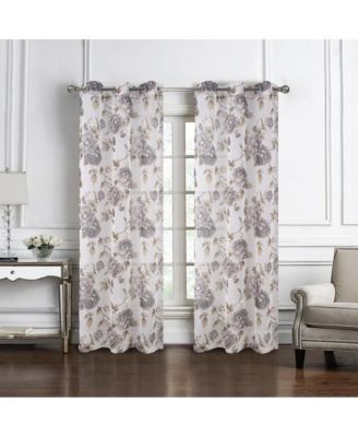 Ellie Doily Grommet Light Filtering Window Curtain Panel for Bedroom 54" x 95" Silver