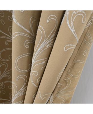 RT Designer Collection Kimber Embroidered Blackout Luxurious Decorative Grommet Curtain Panel 54" x Taupe