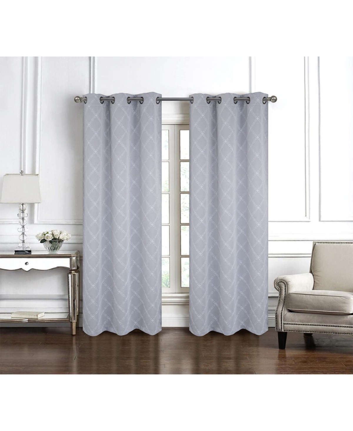 Rt Designer Collection Gable 2 Pack Embroidered Blackout Luxurious Decorative Grommet Curtain Panel