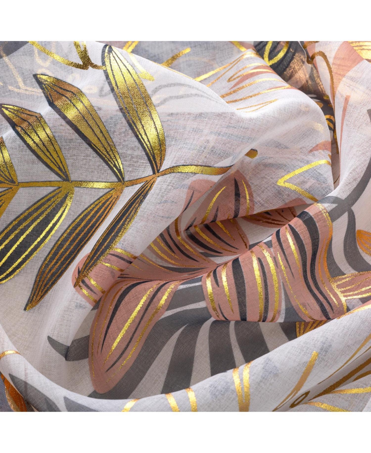 Rt Designer Collection Fern Foil Printed Doily Luxurious Decorative Grommet Curtain Panel 54" x 90" Peach