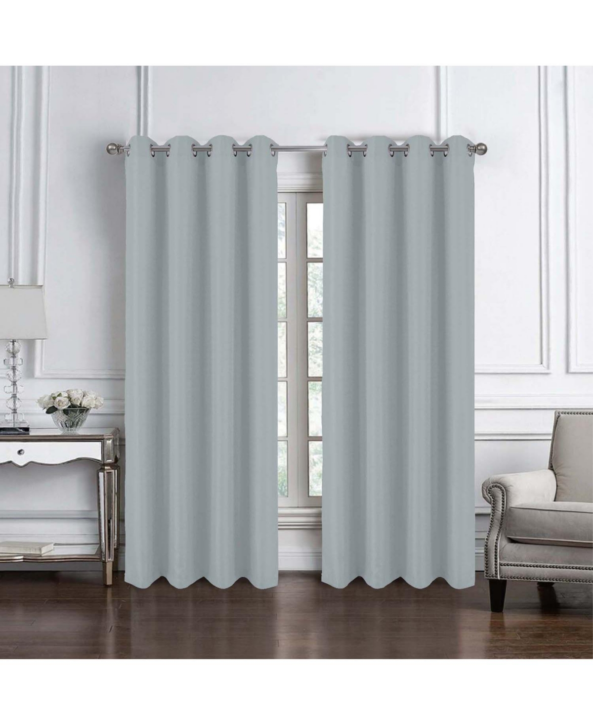 Rt Designer Collection Cindy Textured 2 Pack Grommet Curtain Panel 36" x 84" Silver