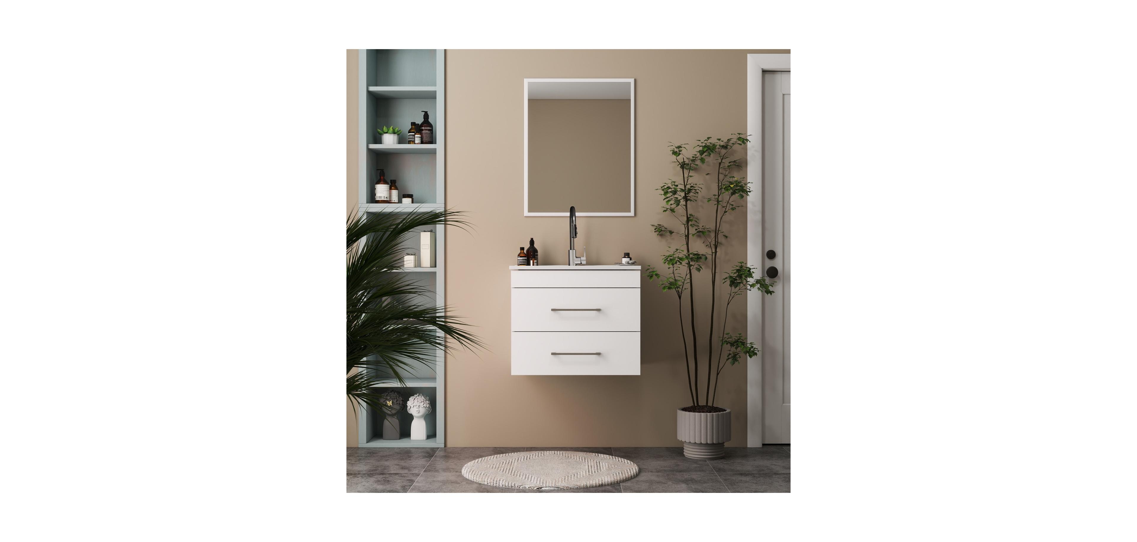 Streamdale Furniture 24" White Gloss Wall-Mount Vanity: Soft-Close