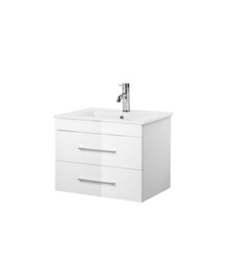 24" White Gloss Wall-Mount Vanity: Soft-Close