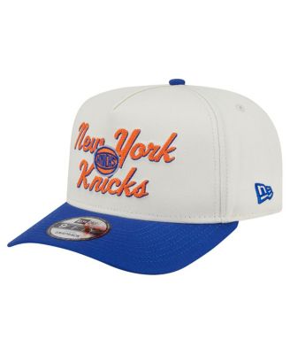New Era - Men's Cream/Blue New York Knicks Chainstitch 9FIFTY A-Frame Snapback Hat