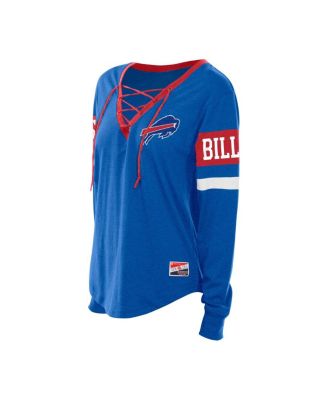 Women's Royal Buffalo Bills Throwback Lace-Up Long-Sleeve T-Shirt