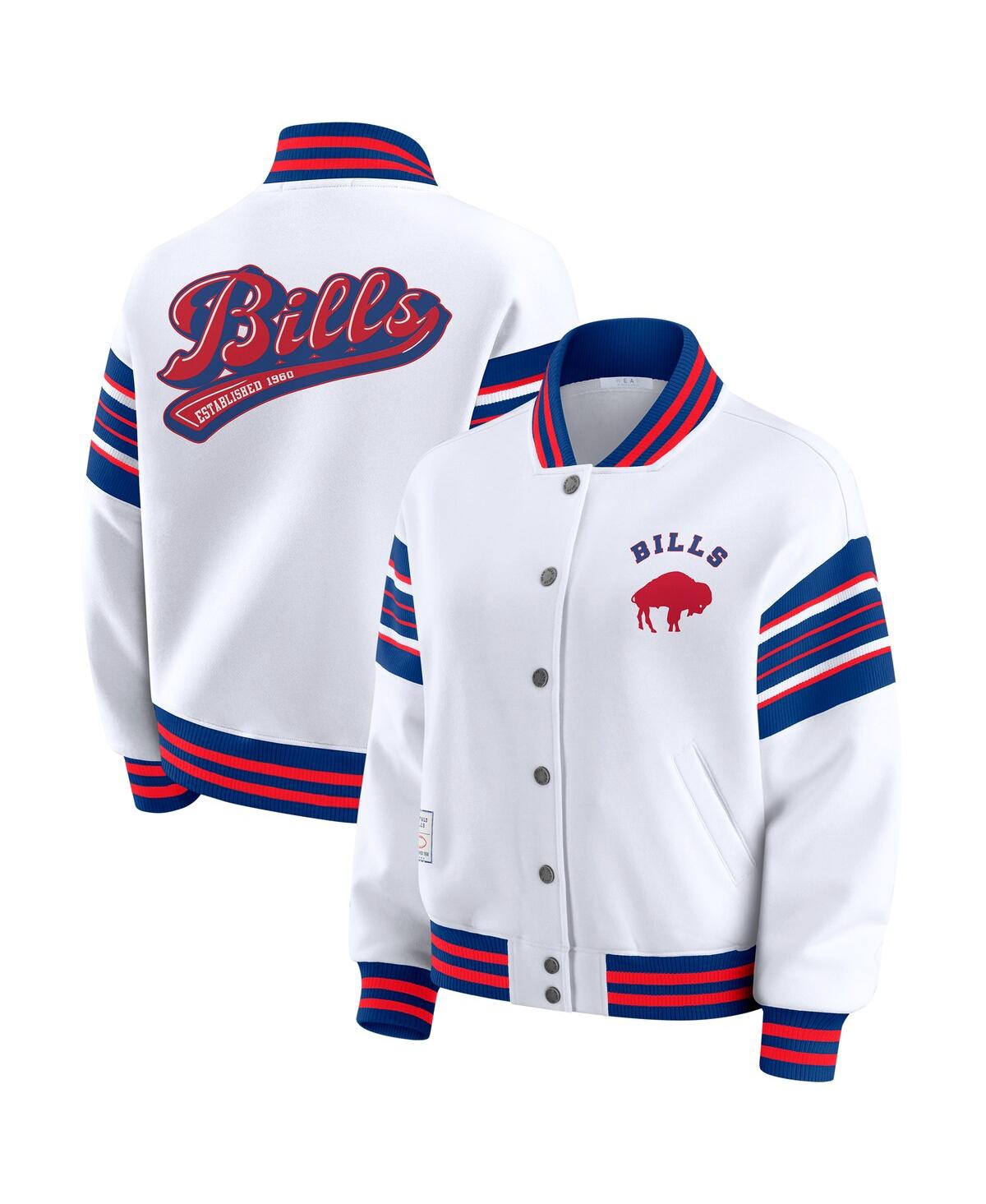 Wear By Erin Andrews Women's White Buffalo Bills Full-snap Fleece Sweatshirt Jacket In White