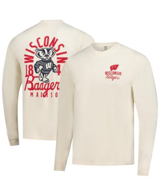 Men's Natural Wisconsin Badgers Comfort Colors Mascot Overlay Long Sleeve T-Shirt