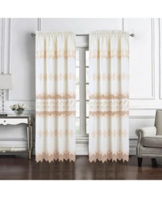 RT Designer Collection Alice Macrame Luxurious Decorative Rod Pocket Curtain Panel 54" x 84" Beige