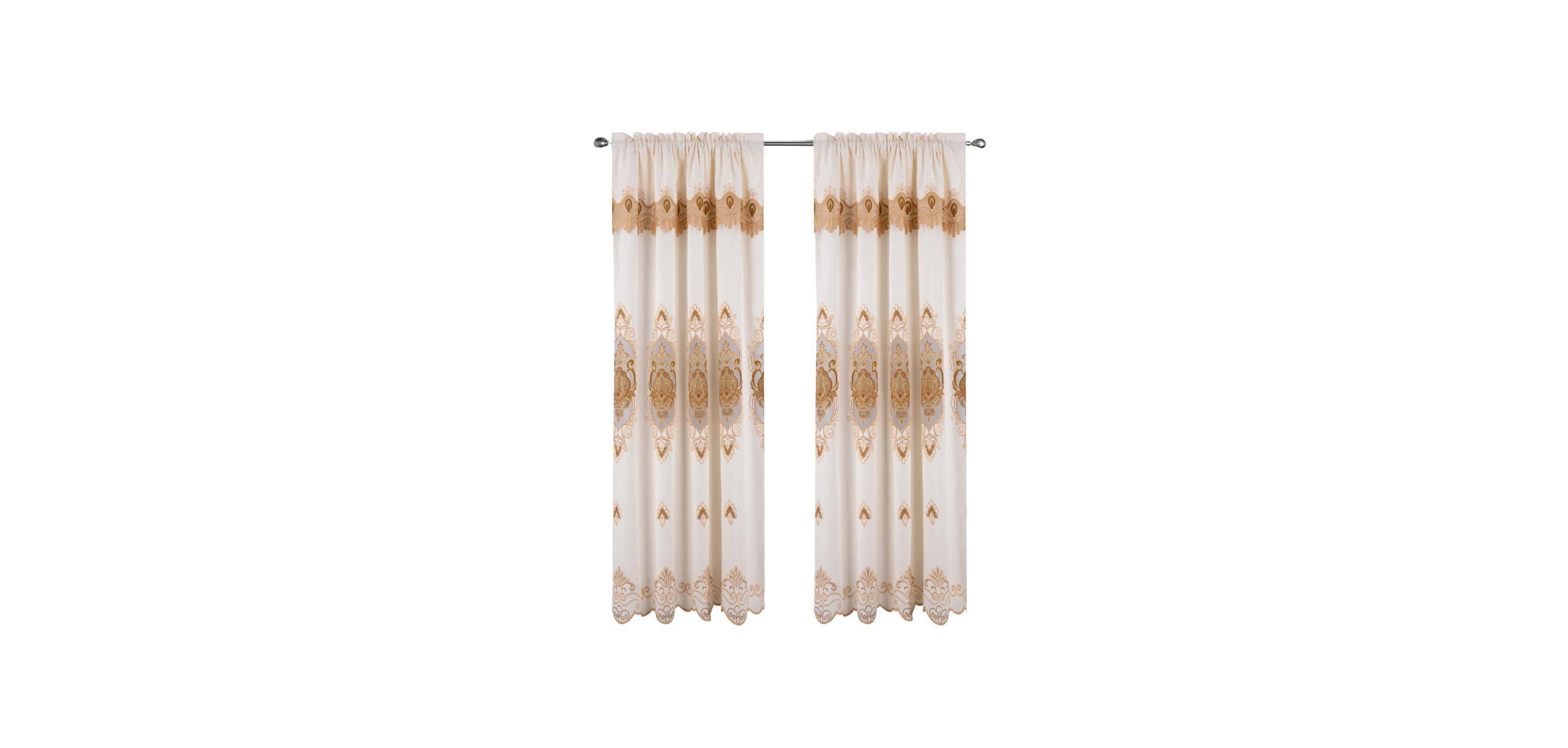 Rt Designer Collection Betsy Macrame Rod Pocket Curtain Panel 52" x 84" Gold