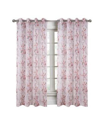 Amelia Printed Doily Grommet Light Filtering Curtain Panels for Bedroom 54" x 90" Rose