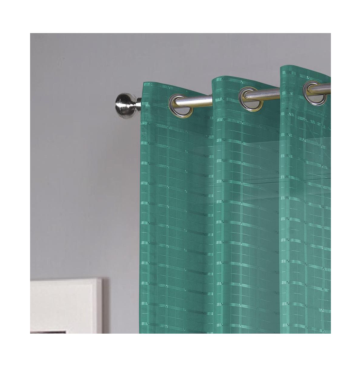 Rt Designers Collection Wanda Box Voile Light Filtering One Grommet Curtain Panel 54" x 90" Teal