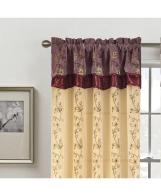 - Priscilla Embroidered Panel With Double Valance 54'' x 90'' Silver