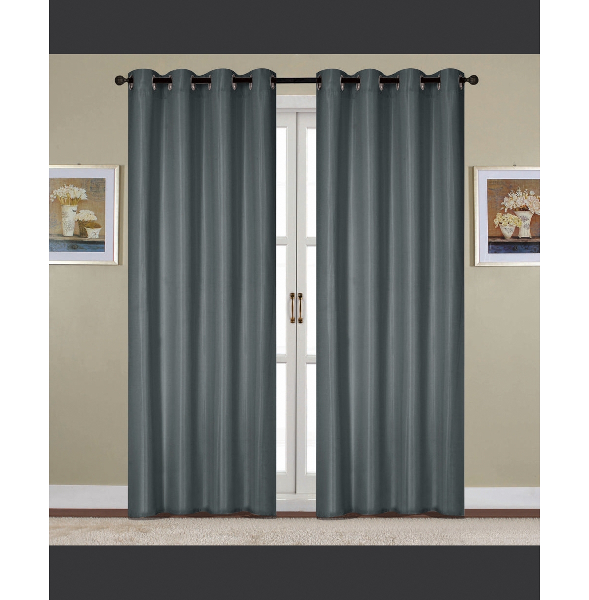 Rt Designers Collection Kennedy Elegant Design Grommet Curtain Panel 54" x 90" Charcoal