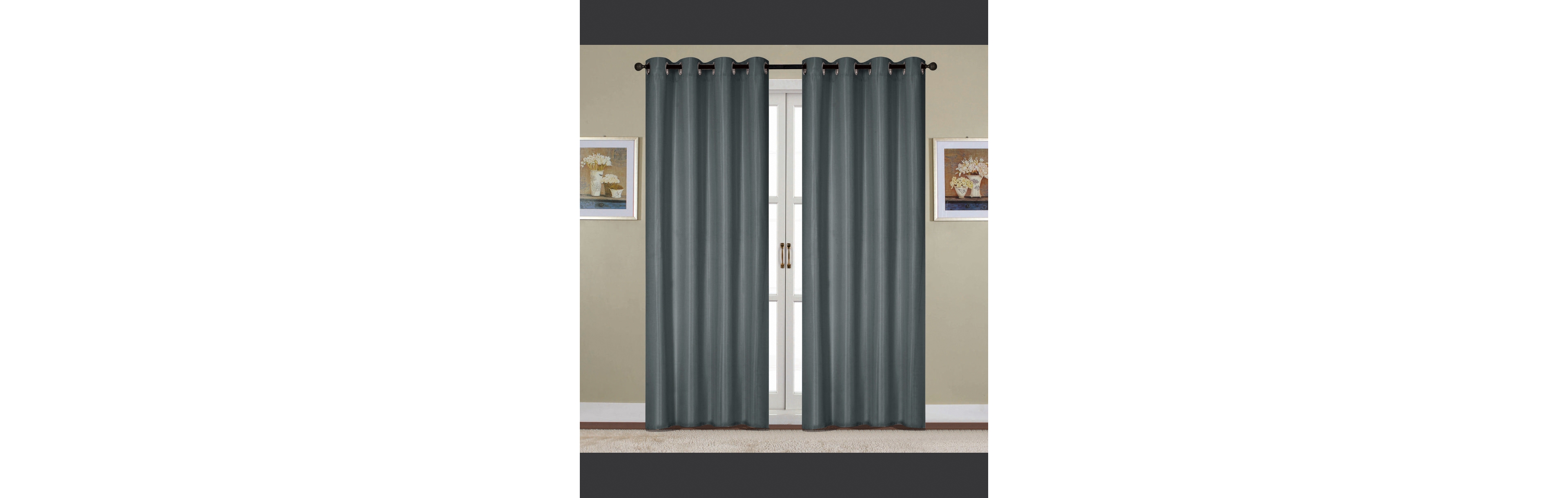 Rt Designers Collection Kennedy Elegant Design Grommet Curtain Panel Charcoal