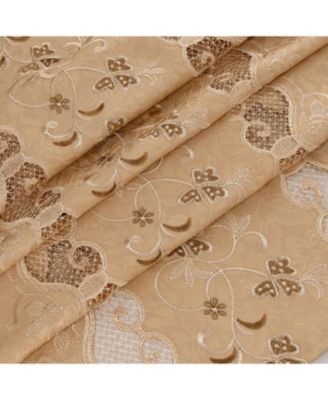 RT Designer Collection Alice Macrame Luxurious Decorative Rod Pocket Curtain Panel 54" x 84" Gold