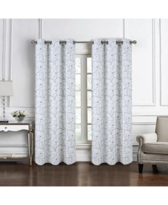 RT Designer Collection Luciana Embroidered Blackout Luxurious Decorative Grommet Curtain Panel 54" x 90" White