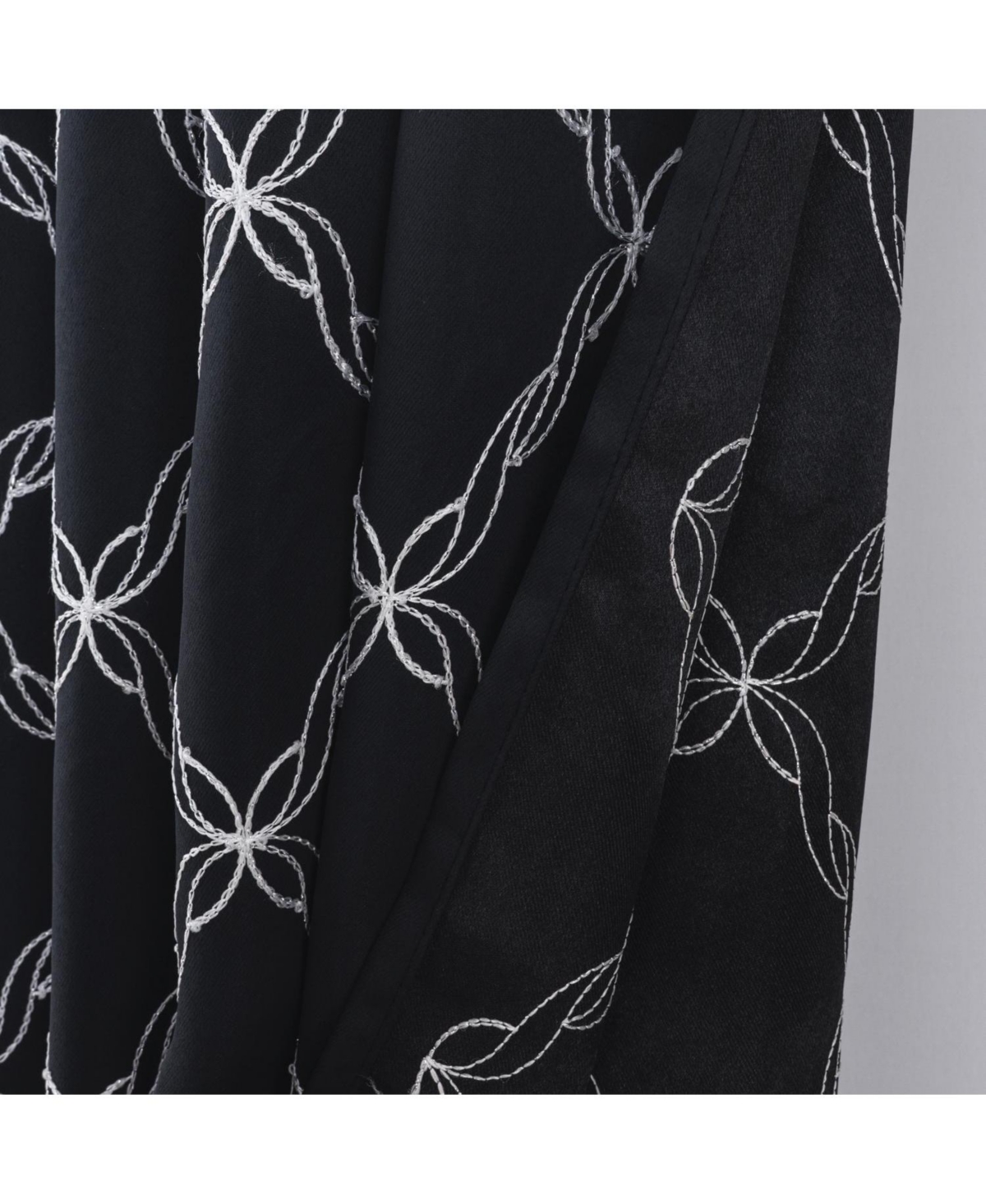 Rt Designer Collection Gable Embroidered Blackout Luxurious Decorative Grommet Curtain Panel 54" x Black