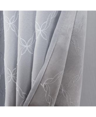 RT Designer Collection Gable Embroidered Blackout Luxurious Decorative Grommet Curtain Panel 54" x Silver