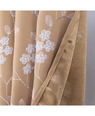 RT Designer Collection Lilian 2 Pack Embroidered Blackout Luxurious Decorative Grommet Curtain Panel 36" x 84" Taupe