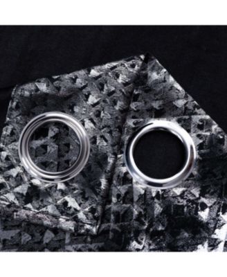 RT Designer Collection Hailey Halo Foil Blackout Grommet Curtain Panel 52" x 90" Black