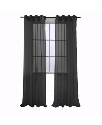 Cara One Sheer Grommet Light Filtering Curtain Panel 54" x 90" Black