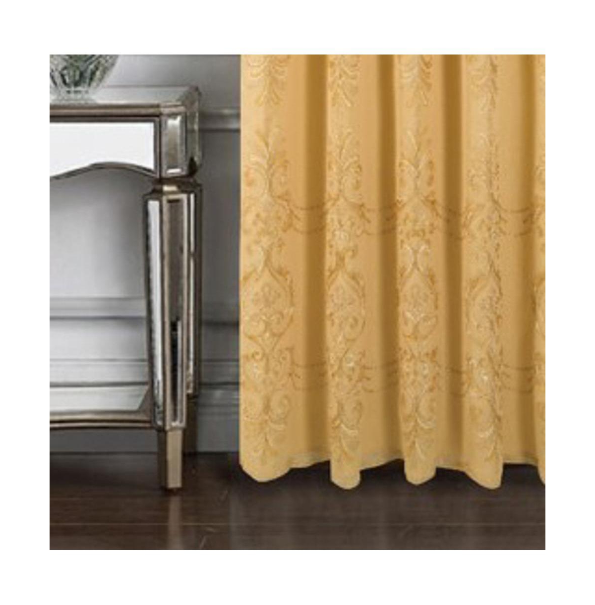 Rt Designers Collection Jayla Stylish & Premium Embroidered Curtain Panel 54" x 90" Gold