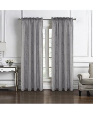 Pearl Emb Metallic Doily Rod Pocket Room Darkening Window Curtain Panel for Bedroom 54" x 95" Charcoal