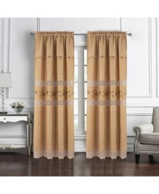 RT Designer Collection Antonia Macrame Luxurious Decorative Rod Pocket Curtain Panel 54" x 84" Gold