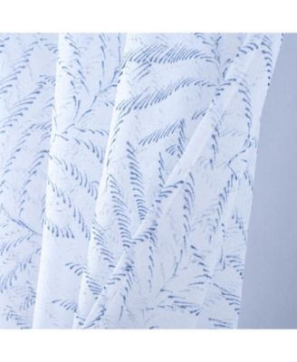 Faye Grommet Metallic Sheer Printed Doily Curtain Panel 54" x 84" Blue