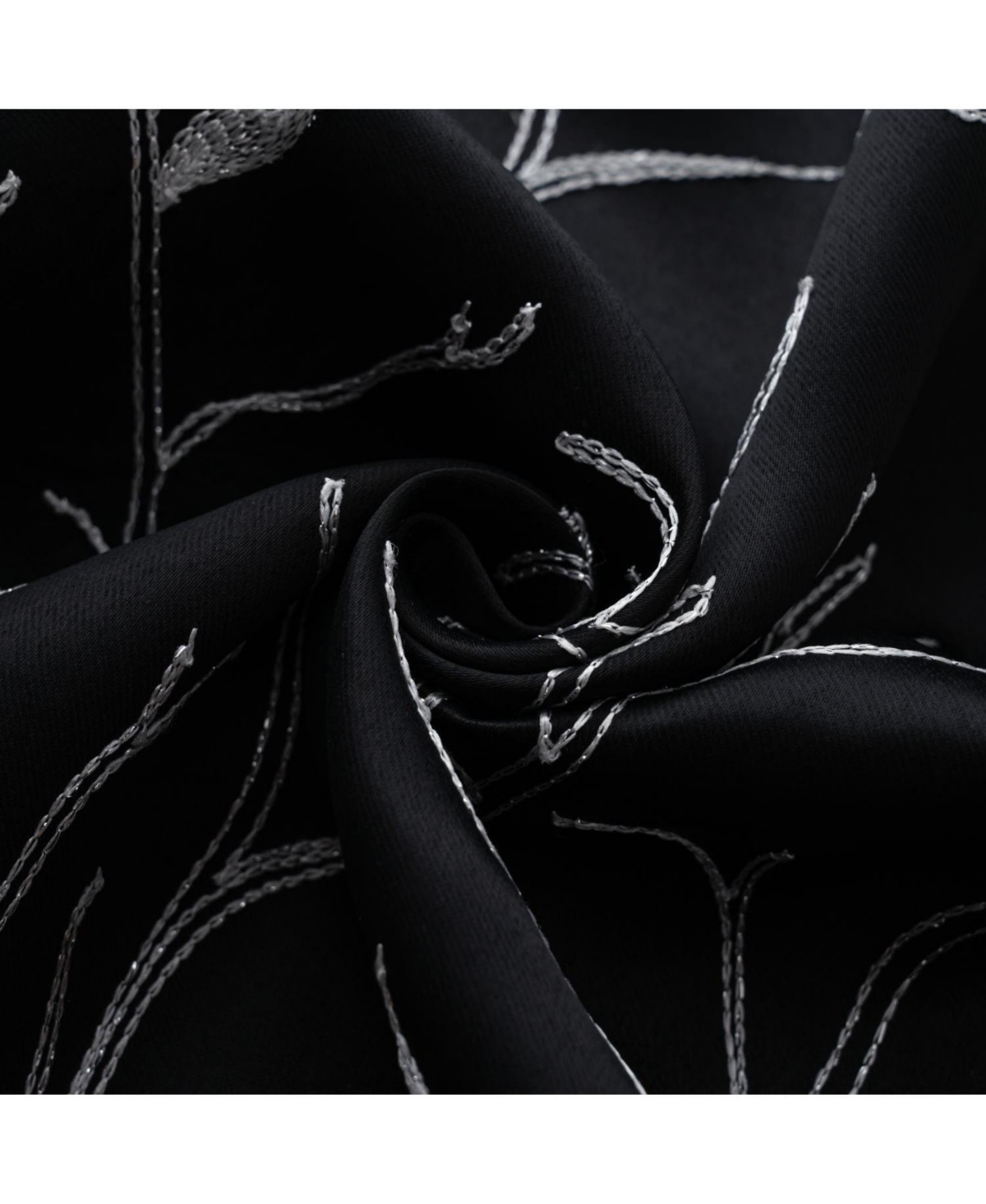 Rt Designer Collection Luciana Embroidered Blackout Luxurious Decorative Grommet Curtain Panel 54" x 90" Black