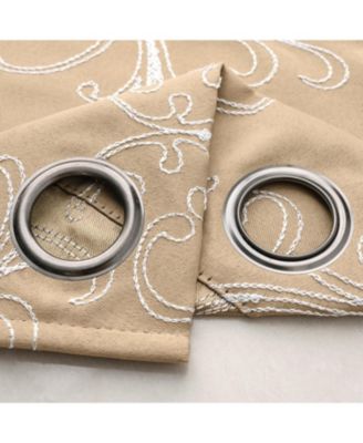 RT Designer Collection Kimber 2 Pack Embroidered Blackout Luxurious Decorative Grommet Curtain Panel 36" x 84" Taupe